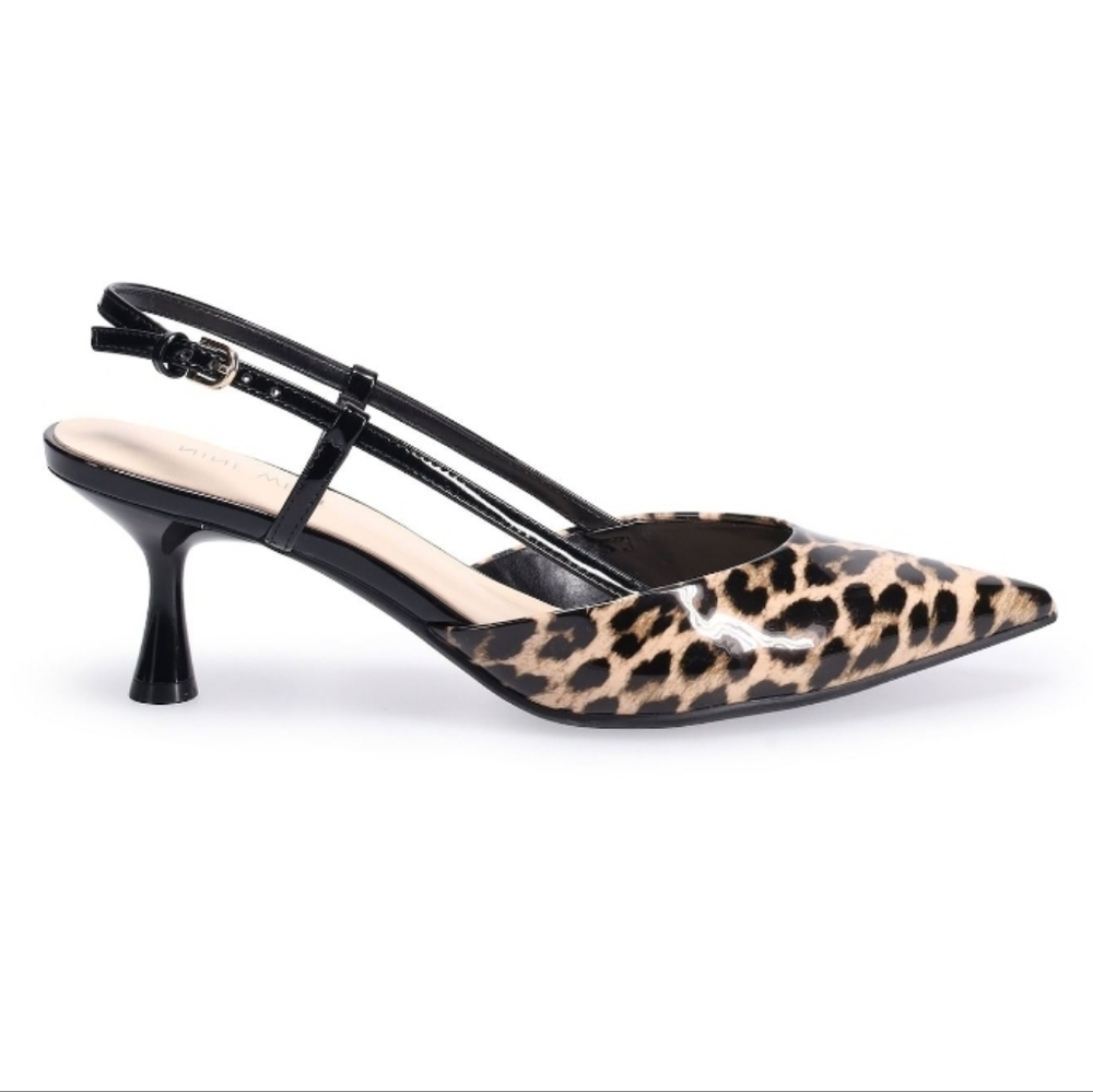Nine West Patent Leopard Print Slingback Heels